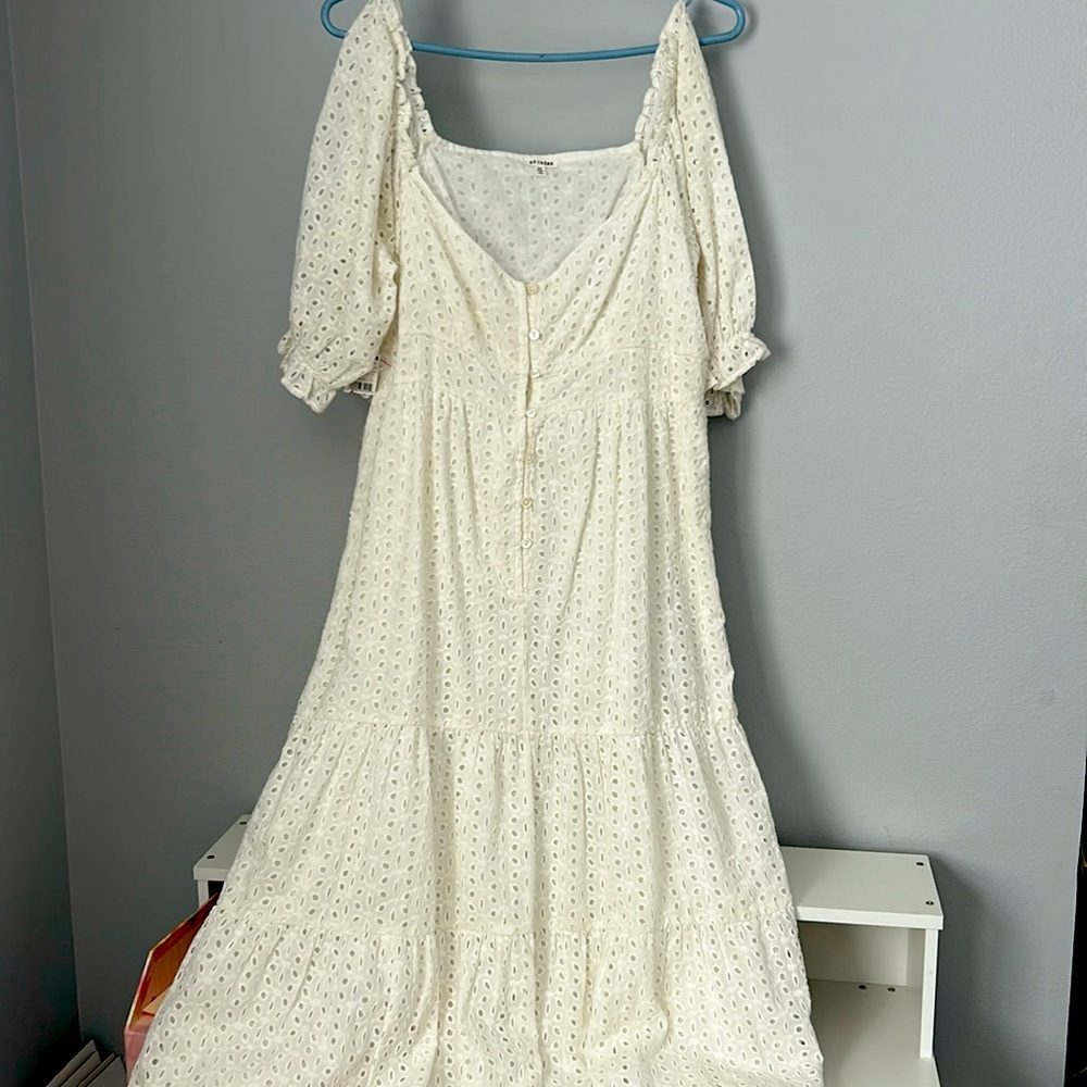 En Creme Cream Puff Sleeve Sundress